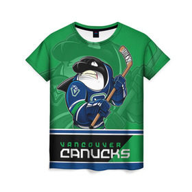 Женская футболка 3D с принтом Vancouver Canucks в Рязани, 100% полиэфир ( синтетическое хлопкоподобное полотно) | прямой крой, круглый вырез горловины, длина до линии бедер | nhl | stanley cup | vancouver canucks | ванкувер | ванкувер кэнакс | кубок стенли | кубок стэнли | нхл | трямкин | хоккей | хоккейный клуб