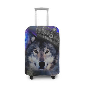 Чехол для чемодана 3D с принтом King Wolf в Рязани, 86% полиэфир, 14% спандекс | двустороннее нанесение принта, прорези для ручек и колес | животное | зверь | космос | природа волк | русь | славяне