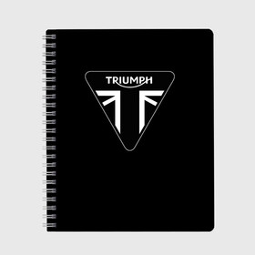 Тетрадь с принтом Triumph 4 в Рязани, 100% бумага | 48 листов, плотность листов — 60 г/м2, плотность картонной обложки — 250 г/м2. Листы скреплены сбоку удобной пружинной спиралью. Уголки страниц и обложки скругленные. Цвет линий — светло-серый
 | moto | triumph | мотоцикл | мотоциклы | триумф