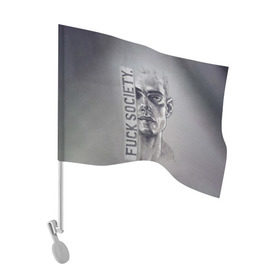 Флаг для автомобиля с принтом Fuck Society в Рязани, 100% полиэстер | Размер: 30*21 см | fsociety | mr robot | анонимус | мистер робот
