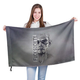 Флаг 3D с принтом Fuck Society в Рязани, 100% полиэстер | плотность ткани — 95 г/м2, размер — 67 х 109 см. Принт наносится с одной стороны | fsociety | mr robot | анонимус | мистер робот