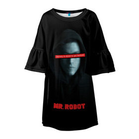 Детское платье 3D с принтом Mr Robot в Рязани, 100% полиэстер | прямой силуэт, чуть расширенный к низу. Круглая горловина, на рукавах — воланы | Тематика изображения на принте: fsociety | mr robot | анонимус | мистер робот