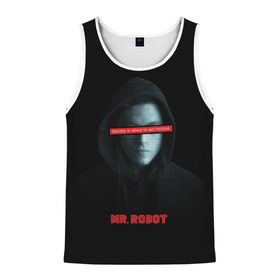 Мужская майка 3D с принтом Mr Robot в Рязани, 100% полиэстер | круглая горловина, приталенный силуэт, длина до линии бедра. Пройма и горловина окантованы тонкой бейкой | Тематика изображения на принте: fsociety | mr robot | анонимус | мистер робот