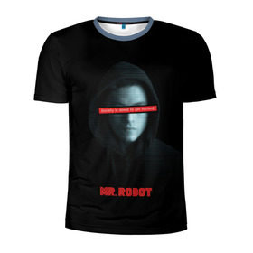 Мужская футболка 3D спортивная с принтом Mr Robot в Рязани, 100% полиэстер с улучшенными характеристиками | приталенный силуэт, круглая горловина, широкие плечи, сужается к линии бедра | Тематика изображения на принте: fsociety | mr robot | анонимус | мистер робот