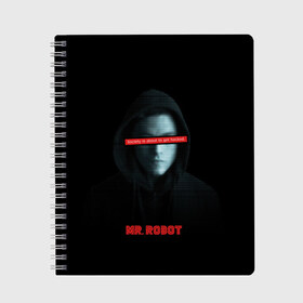 Тетрадь с принтом Mr Robot в Рязани, 100% бумага | 48 листов, плотность листов — 60 г/м2, плотность картонной обложки — 250 г/м2. Листы скреплены сбоку удобной пружинной спиралью. Уголки страниц и обложки скругленные. Цвет линий — светло-серый
 | fsociety | mr robot | анонимус | мистер робот