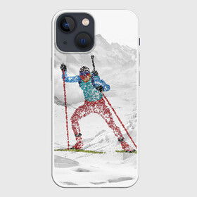 Чехол для iPhone 13 mini с принтом Спортсмен биатлонист в Рязани,  |  | biathlon | биатлон | гонка | зимний спорт | кубок мира | олимпиада | спорт | спринт | чемпионат | чемпионат мира | эстафета