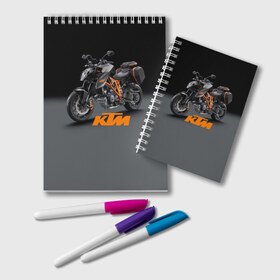 Блокнот с принтом KTM 4 в Рязани, 100% бумага | 48 листов, плотность листов — 60 г/м2, плотность картонной обложки — 250 г/м2. Листы скреплены удобной пружинной спиралью. Цвет линий — светло-серый
 | Тематика изображения на принте: ktm | moto | катээм | ктм | мото | мотоцикл | мотоциклы