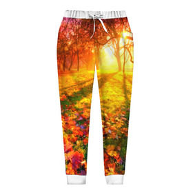 Женские брюки 3D с принтом Осень в Рязани, полиэстер 100% | прямой крой, два кармана без застежек по бокам, с мягкой трикотажной резинкой на поясе и по низу штанин. В поясе для дополнительного комфорта — широкие завязки | autumn | bright | colors | forest | trees | деревья | краски | лес | лучи | осень | солнце | цвета | яркие