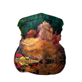 Бандана-труба 3D с принтом Осень в Рязани, 100% полиэстер, ткань с особыми свойствами — Activecool | плотность 150‒180 г/м2; хорошо тянется, но сохраняет форму | Тематика изображения на принте: autumn | boat | bright | colors | forest | paint | river | trees | деревья | краски | лес | лодка | осень | река | цвета | яркие