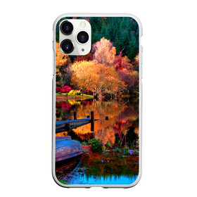 Чехол для iPhone 11 Pro матовый с принтом Осень в Рязани, Силикон |  | Тематика изображения на принте: autumn | boat | bright | colors | forest | paint | river | trees | деревья | краски | лес | лодка | осень | река | цвета | яркие