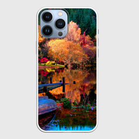 Чехол для iPhone 13 Pro Max с принтом Осень в Рязани,  |  | autumn | boat | bright | colors | forest | paint | river | trees | деревья | краски | лес | лодка | осень | река | цвета | яркие