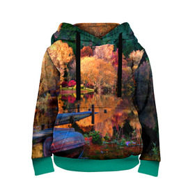 Детская толстовка 3D с принтом Осень в Рязани, 100% полиэстер | двухслойный капюшон со шнурком для регулировки, мягкие манжеты на рукавах и по низу толстовки, спереди карман-кенгуру с мягким внутренним слоем | autumn | boat | bright | colors | forest | paint | river | trees | деревья | краски | лес | лодка | осень | река | цвета | яркие