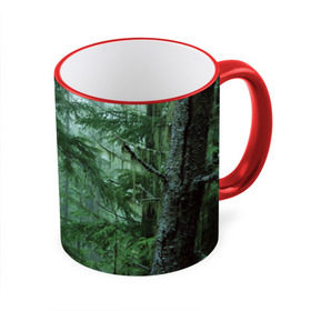 Кружка 3D с принтом Дремучий лес в Рязани, керамика | ёмкость 330 мл | camouflage | dense | fog | forest | spruce | tree | дремучий | ёлка | ельник | камуфляж | лес | маскировка | туман