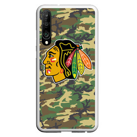 Чехол для Honor P30 с принтом Blackhawks Camouflage в Рязани, Силикон | Область печати: задняя сторона чехла, без боковых панелей | Тематика изображения на принте: camouflage | chicago blackhawks | hockey | nhl | нхл | хоккей