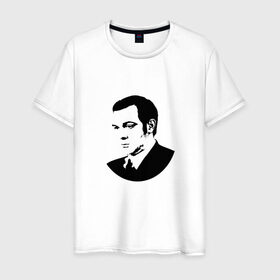Мужская футболка хлопок с принтом Муслим Магомаев в Рязани, 100% хлопок | прямой крой, круглый вырез горловины, длина до линии бедер, слегка спущенное плечо. | 