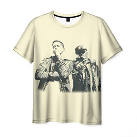 Мужская футболка 3D с принтом Эминем и 50 центов в Рязани, 100% полиэфир | прямой крой, круглый вырез горловины, длина до линии бедер | 50 cent | 50 центов | eminem | rap | музыка | рэп | эминем