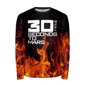 Мужской лонгслив 3D с принтом 30 seconds to mars fire в Рязани, 100% полиэстер | длинные рукава, круглый вырез горловины, полуприлегающий силуэт | jared leto