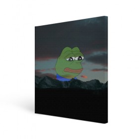 Холст квадратный с принтом Sad frog в Рязани, 100% ПВХ |  | pepe | пепе