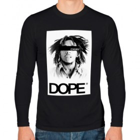 Мужской лонгслив хлопок с принтом Bob Marley Dope в Рязани, 100% хлопок |  | bobmarley | dope | fashion | swag | trend