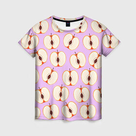 Женская футболка 3D с принтом Молодильные яблочки в Рязани, 100% полиэфир ( синтетическое хлопкоподобное полотно) | прямой крой, круглый вырез горловины, длина до линии бедер | life in da trash | vogue | алена двойченкова | вог | двойченкова | егор дружинин | мига | мигель | молодильные яблочки | персики | танцы | танцы на тнт | тнт | яблоки | яблочки