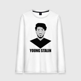 Мужской лонгслив хлопок с принтом Young Stalin в Рязани, 100% хлопок |  | молодой | патриот | россия | советский | ссср | сталин