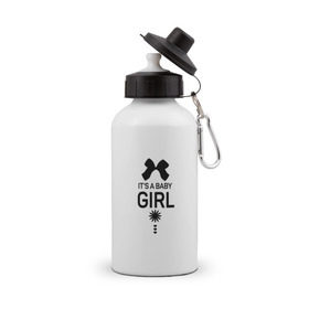 Бутылка спортивная с принтом It`s a girl в Рязани, металл | емкость — 500 мл, в комплекте две пластиковые крышки и карабин для крепления | 