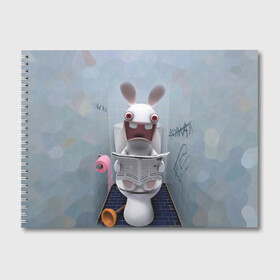 Альбом для рисования с принтом Кролик с газетой в Рязани, 100% бумага
 | матовая бумага, плотность 200 мг. | rabbids | вантуз | горшок | зайцы засранцы | заяц | туалет