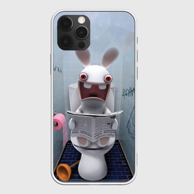 Чехол для iPhone 12 Pro с принтом Кролик с газетой в Рязани, силикон | область печати: задняя сторона чехла, без боковых панелей | rabbids | вантуз | горшок | зайцы засранцы | заяц | туалет