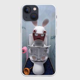 Чехол для iPhone 13 mini с принтом Кролик с газетой в Рязани,  |  | rabbids | вантуз | горшок | зайцы засранцы | заяц | туалет