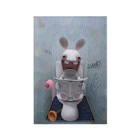 Обложка для паспорта матовая кожа с принтом Кролик с газетой в Рязани, натуральная матовая кожа | размер 19,3 х 13,7 см; прозрачные пластиковые крепления | rabbids | вантуз | горшок | зайцы засранцы | заяц | туалет