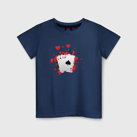 Детская футболка хлопок с принтом Четыре туза в Рязани, 100% хлопок | круглый вырез горловины, полуприлегающий силуэт, длина до линии бедер | казино | карты | покер | туз