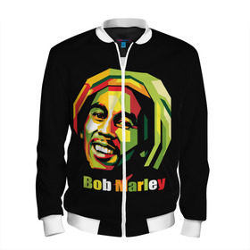 Мужской бомбер 3D с принтом Bob Marley в Рязани, 100% полиэстер | застегивается на молнию, по бокам два кармана без застежек, по низу бомбера и на воротнике - эластичная резинка | Тематика изображения на принте: боб марли | регги