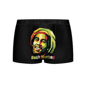 Мужские трусы 3D с принтом Bob Marley в Рязани, 50% хлопок, 50% полиэстер | классическая посадка, на поясе мягкая тканевая резинка | Тематика изображения на принте: боб марли | регги