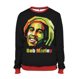 Женский свитшот 3D с принтом Bob Marley в Рязани, 100% полиэстер с мягким внутренним слоем | круглый вырез горловины, мягкая резинка на манжетах и поясе, свободная посадка по фигуре | боб марли | регги