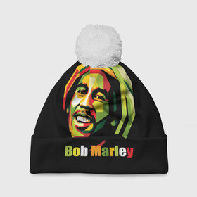 Шапка 3D c помпоном с принтом Bob Marley в Рязани, 100% полиэстер | универсальный размер, печать по всей поверхности изделия | боб марли | регги