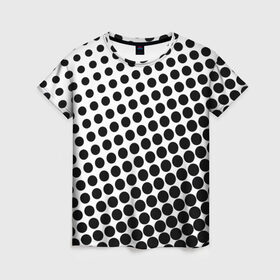 Женская футболка 3D с принтом Белый в горошек в Рязани, 100% полиэфир ( синтетическое хлопкоподобное полотно) | прямой крой, круглый вырез горловины, длина до линии бедер | горошек | текстура | черный