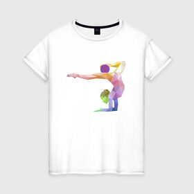 Женская футболка хлопок с принтом Гимнастка геометрия в Рязани, 100% хлопок | прямой крой, круглый вырез горловины, длина до линии бедер, слегка спущенное плечо | 