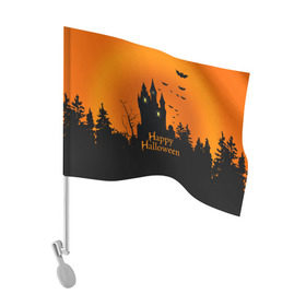 Флаг для автомобиля с принтом Halloween в Рязани, 100% полиэстер | Размер: 30*21 см | cat | dark | halloween | вамп | вампир | ведьма | готика | кот | кошка | магия | ночь | тыква | хэллоуин