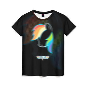 Женская футболка 3D с принтом My Little Pony в Рязани, 100% полиэфир ( синтетическое хлопкоподобное полотно) | прямой крой, круглый вырез горловины, длина до линии бедер | dash | rainbow | пони | радуга