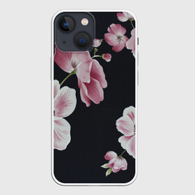 Чехол для iPhone 13 mini с принтом Цветы на черном фоне в Рязани,  |  | растения | стиль | цветы