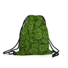 Рюкзак-мешок 3D с принтом Тропические листья в Рязани, 100% полиэстер | плотность ткани — 200 г/м2, размер — 35 х 45 см; лямки — толстые шнурки, застежка на шнуровке, без карманов и подкладки | джунгли | монстера | пальма | растения | тропики