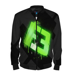 Мужской бомбер 3D с принтом cs:go - Flipsid3 (Black collection) в Рязани, 100% полиэстер | застегивается на молнию, по бокам два кармана без застежек, по низу бомбера и на воротнике - эластичная резинка | Тематика изображения на принте: cs | csgo | flipsid3 | го | кс