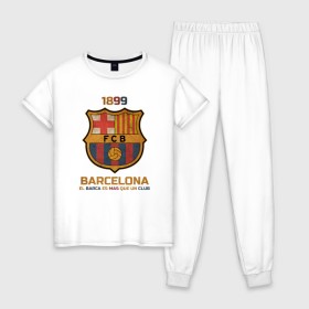 Женская пижама хлопок с принтом Barcelona2 в Рязани, 100% хлопок | брюки и футболка прямого кроя, без карманов, на брюках мягкая резинка на поясе и по низу штанин | barcelona | football | барса | барселона | примера | футбол | чемпионат испании
