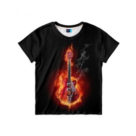 Детская футболка 3D с принтом Огония страсти в Рязани, 100% гипоаллергенный полиэфир | прямой крой, круглый вырез горловины, длина до линии бедер, чуть спущенное плечо, ткань немного тянется | ад | арт | дым | музыка | новинки | огонь | пламя | популярные | энергия | яркие
