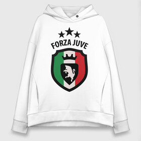 Женское худи Oversize хлопок с принтом Forza Juventus в Рязани, френч-терри — 70% хлопок, 30% полиэстер. Мягкий теплый начес внутри —100% хлопок | боковые карманы, эластичные манжеты и нижняя кромка, капюшон на магнитной кнопке | forza | juventus | футбол