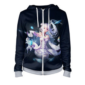 Женская толстовка 3D на молнии с принтом Zero kara Hajimeru Isekai Seikatsu в Рязани, 100% полиэстер | длина до линии бедра, манжеты и пояс оформлены мягкой тканевой резинкой, двухслойный капюшон со шнурком для регулировки, спереди молния, по бокам два кармана | anime | re:zero kara hajimeru isekai seikatsu | аниме | анимешник | анимешники | жизнь с нуля | жизнь с нуля в параллельном мире