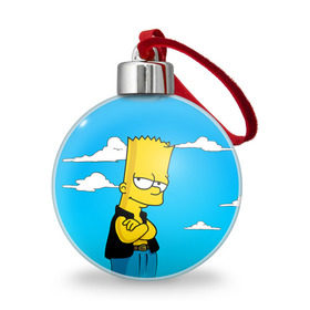 Ёлочный шар с принтом Барт Симпсон в Рязани, Пластик | Диаметр: 77 мм | Тематика изображения на принте: simpsons