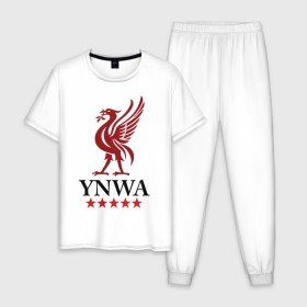 Мужская пижама хлопок с принтом YNWA в Рязани, 100% хлопок | брюки и футболка прямого кроя, без карманов, на брюках мягкая резинка на поясе и по низу штанин
 | ynwa | ливерпуль