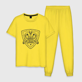 Мужская пижама хлопок с принтом Workout Street Champion в Рязани, 100% хлопок | брюки и футболка прямого кроя, без карманов, на брюках мягкая резинка на поясе и по низу штанин
 | 