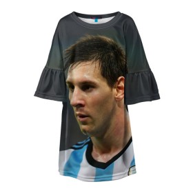 Детское платье 3D с принтом Leo Messi в Рязани, 100% полиэстер | прямой силуэт, чуть расширенный к низу. Круглая горловина, на рукавах — воланы | Тематика изображения на принте: fc barcelona | football | lionel messi | messi | аргентина | барса | лео месси | фк барселона | футбол